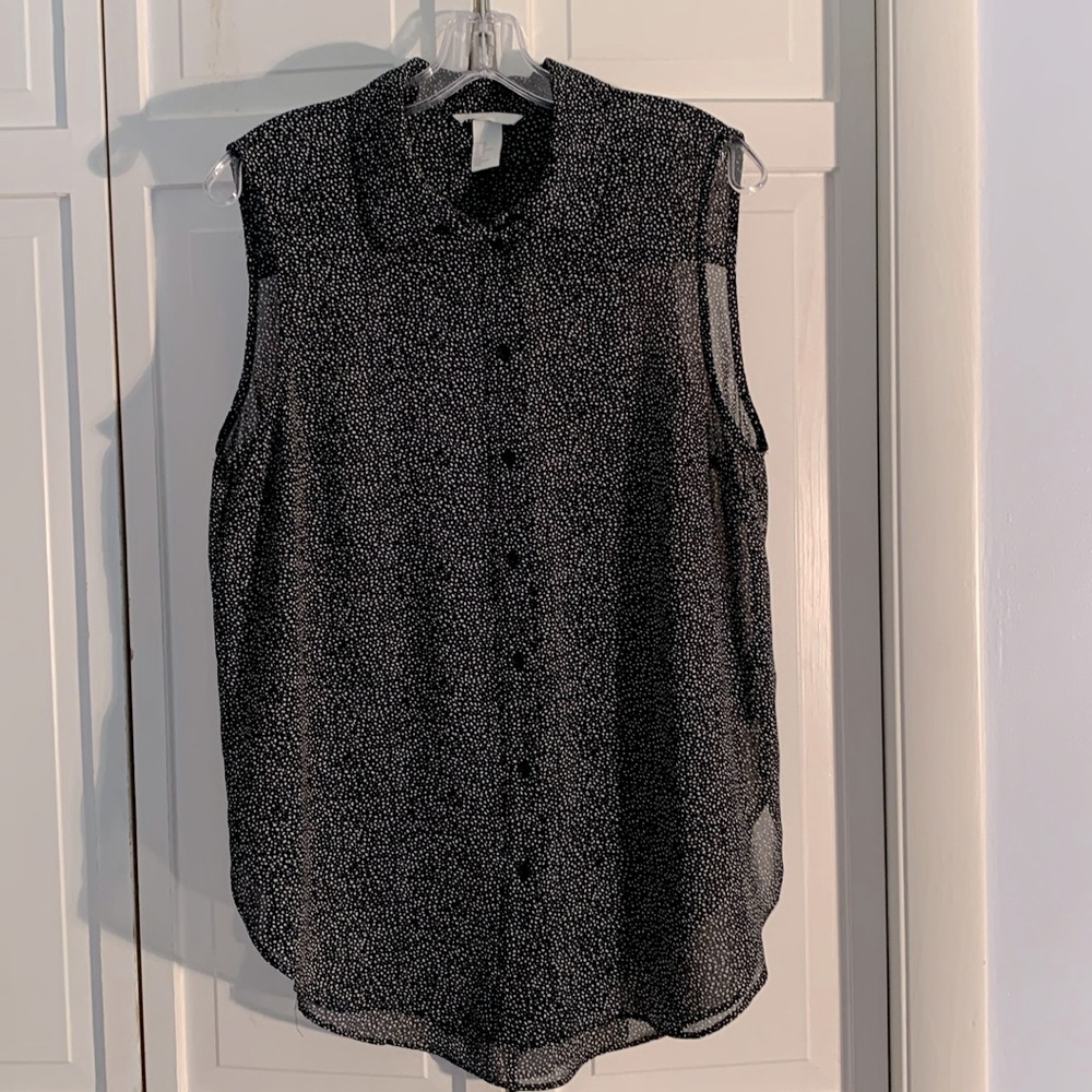 H&M Sleeveless Collared Semi-Sheer Blouse EUC
